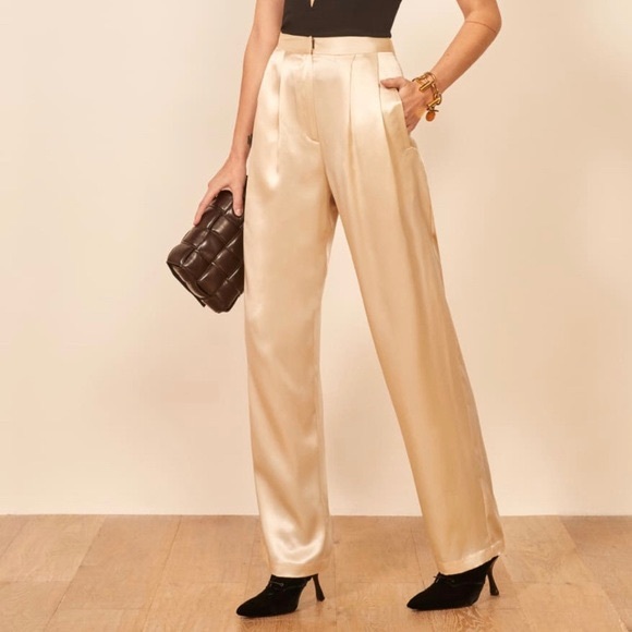 Reformation chandler silk trouser pant 6 nwt ivory